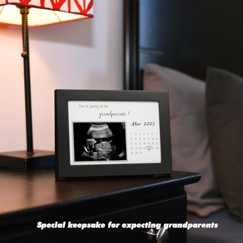 Pregnancy Announcement Frame for Grandparents Black Wooden Sonogram Keepsake