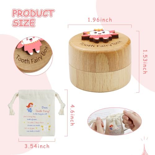 Tooth Fairy Box with Pouch - Pink 3D Wooden Keepsake