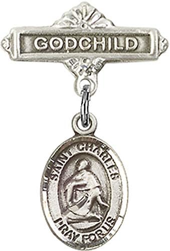 Religious Obsession Baby Badge with St Charles Borromeo Charm - Made in USA