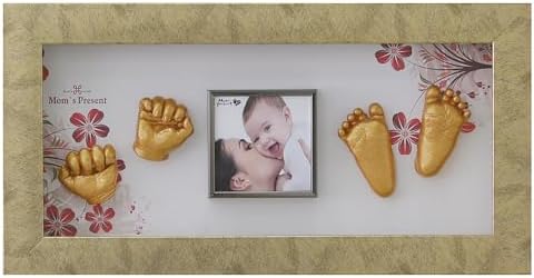 LOVE MOMS PRESENT Baby Hand Footprint Casting Kit with Gold Frame