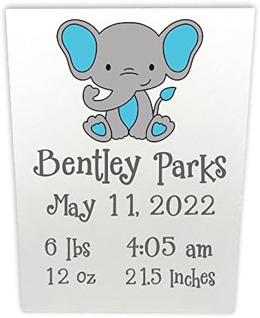 Personalized Baby Elephant Wall Plaque - Blue Design with Custom Name