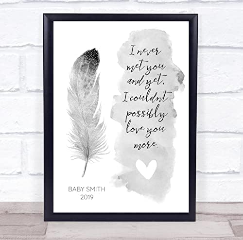 Baby Loss Miscarriage Infant Child Memorial Quote Grey Feathers Keepsake Print 1
