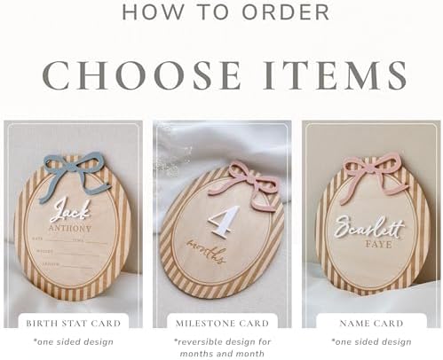 Custom Personalized Wooden Birth Stats Sign with Blue Bow