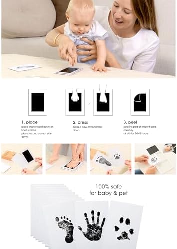 Calculs Baby Keepsake Frame with Ink Pad - Gold Floating Picture Frame for Babys First Year