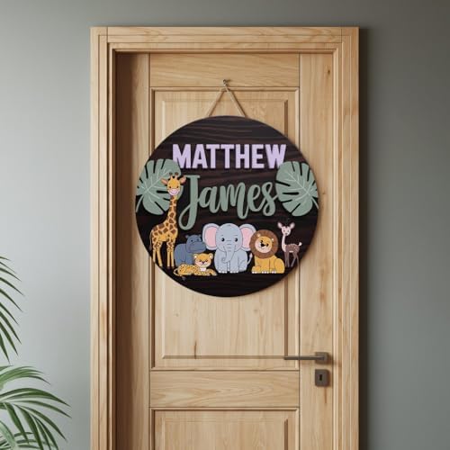 Personalized Baby Name Sign with 3D Safari Design