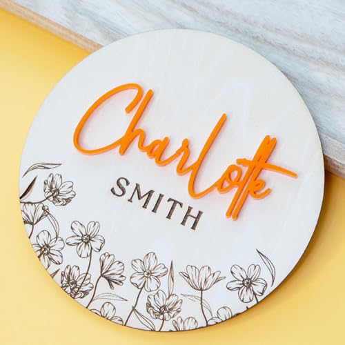 Personalized Baby Girl Floral Engraved Name Sign