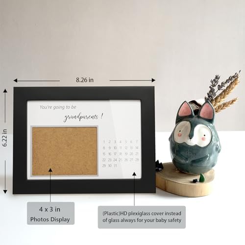 Pregnancy Announcement Frame for Grandparents Black Wooden Sonogram Keepsake