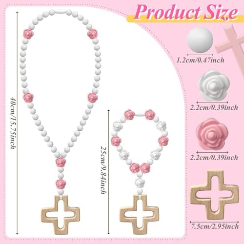 2 Pack Catholic Rosary Beads Set with Silicone Cross