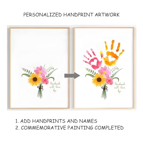 Poranlem Handprint Floral Bouquet DIY Wood Frame Art