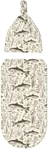 Muishi Vintage Bass Fishes Fishing Swaddle Blanket Hat Set 1