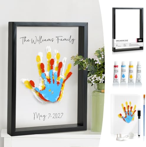 Kaciola Family Handprint Kit with 4 Paints Black Frame