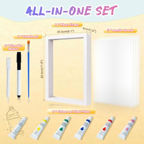 IvyWind Family Handprint Kit - DIY Keepsake Wooden Frame 6 Colors Non-Toxic Paint Mothers Day Gift