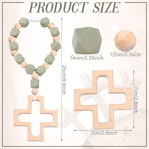Landical Cross Baptism Silicone Rosary Green