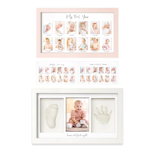 KeaBabies 12-Month Photo Frame with Handprint Footprint Kit