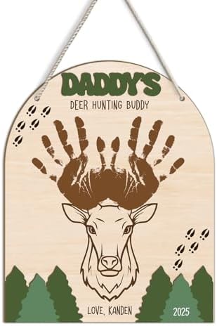 DIY Deer Hunting Buddy Handprint Wooden Sign for Fathers Day