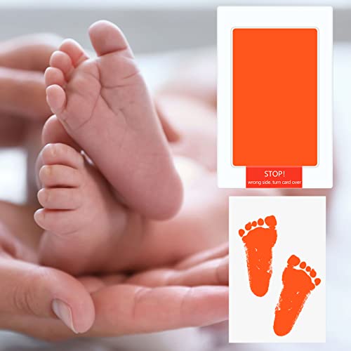 Teling 48 Pcs Inkless Baby Footprint Kit with 16 Color Ink Pads 32 Imprint Cards