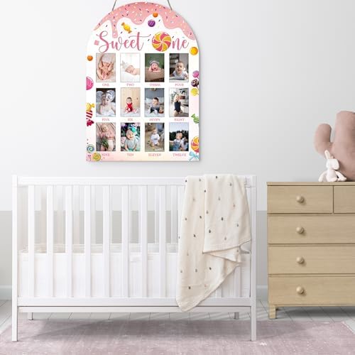 My First Year Photo Board 12 Months Wooden Frame for Baby Milestones
