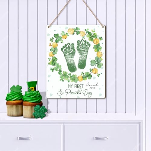 DIY St Patricks Day Baby Footprint Art Sign