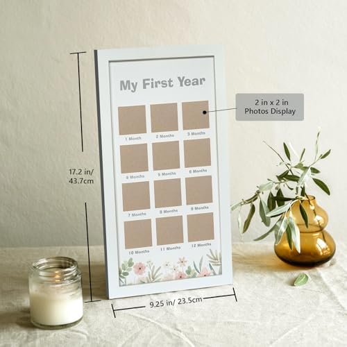 First Year Wooden Photo Frame with Flowers