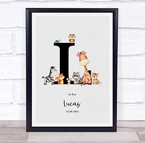 The Card Zoo Baby Jungle Animal Initial Keepsake Print