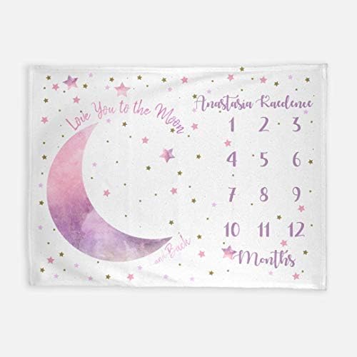 ELLO HOME Stars Moon Milestone Blanket Pink Minky 40x30