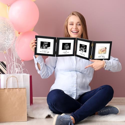 4-Fold Sonogram Picture Frame with Card and Hook Black