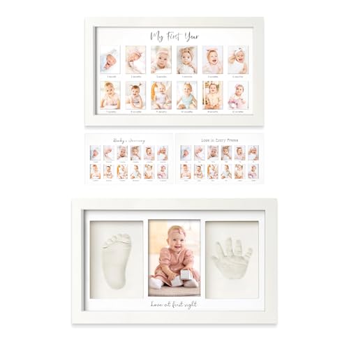 KeaBabies 12-Month Baby Picture Frame with Handprint Footprint Kit