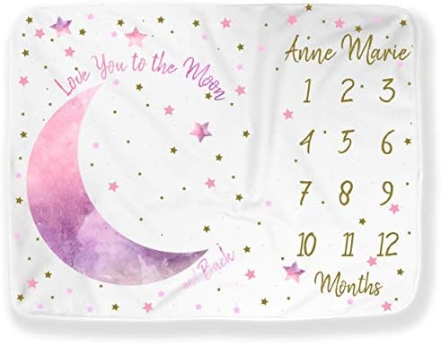 ELLO HOME Stars Moon Milestone Blanket Pink Minky 40x30
