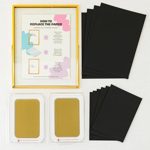 Calculs Baby Keepsake Frame with Ink Pad - Gold Floating Picture Frame for Babys First Year