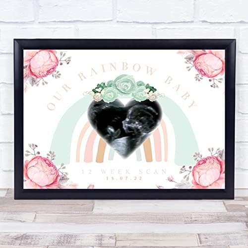 Floral Pastel Rainbow Baby Scan Keepsake Print Gift
