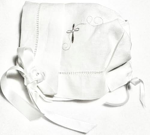 Integrity Designs Baby Linen Bonnet with Cross Embroidery 1