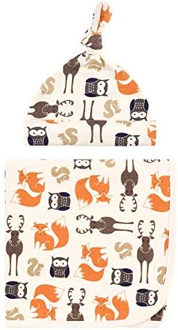 Hudson Baby Unisex Swaddle Blanket and Cap Forest One Size
