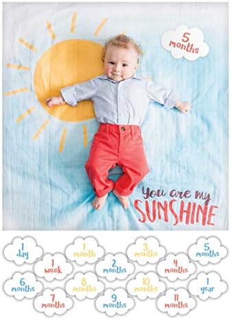 lulujo Baby Milestone Blanket and Card Set 40x40in