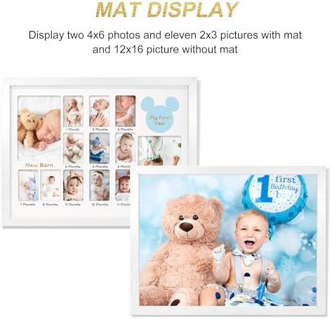 FramePro My First Year Photo Frame 12x16 Baby Milestone Board Keepsake for Newborn to 1 Year Old