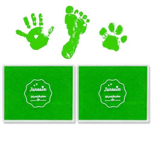 Founabob 2PCS Green Ink Pad for Baby Hand Footprint 1