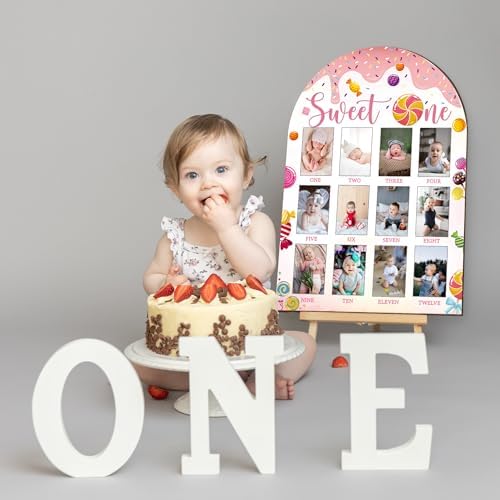 My First Year Photo Board 12 Months Wooden Frame for Baby Milestones