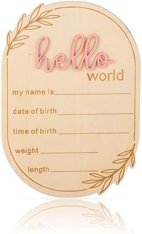 Gosknor Baby Announcement Sign Hello World Pink