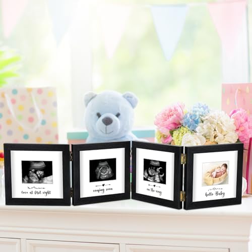 4-Fold Sonogram Picture Frame with Card and Hook Black