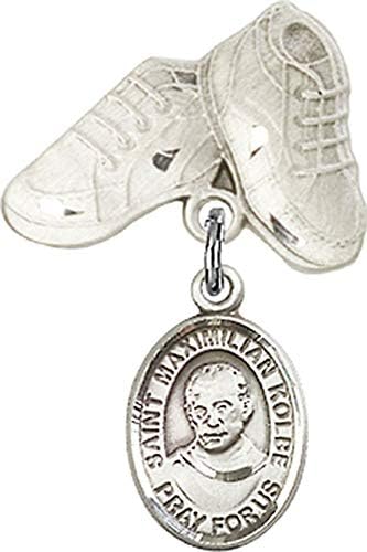 Religious Obsession Baby Badge with St Maximilian Kolbe and Baby Boots Pin 1
