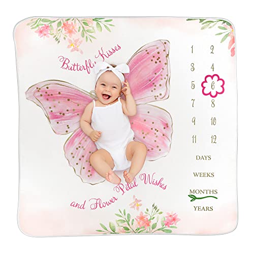 Lillian Rose Butterfly Milestone Blanket Pink 1
