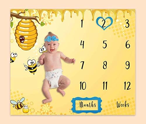 Baby Age Milestone Blanket with 4 Frames and Headband
