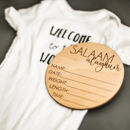 Custom Salaam Alaikum Blessings Personalized Wooden Newborn Sign