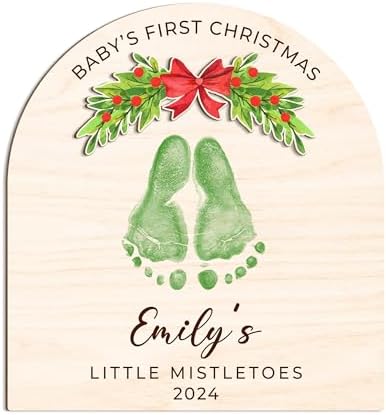 Personalized Christmas Footprint Sign with Baby Name