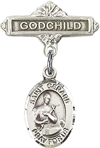 Religious Obsession Baby Badge with St Gerard Charm and Godchild Pin - Made in USA