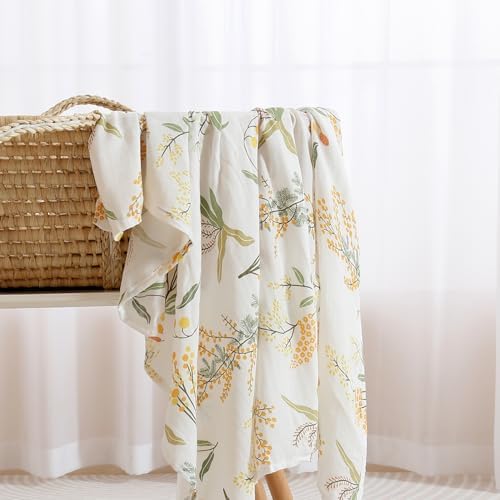 POMISO Muslin Swaddle Blankets 3 Pack 47x47 Inches Soft Breathable
