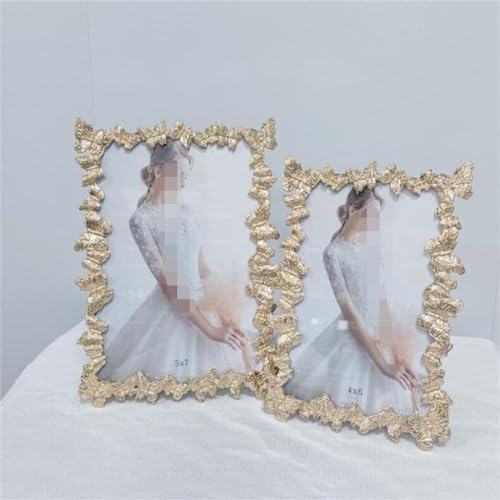 Light Gold Metal Photo Frame With Table 6 Inches