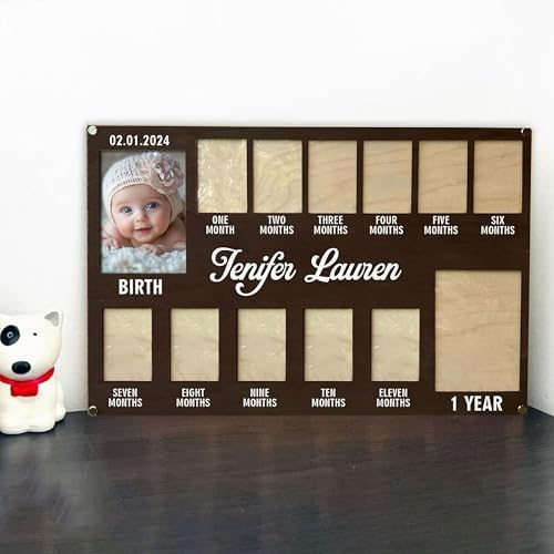 V-DECORPARKS My First Year Photo Frame - Custom Babys Birth Date 12 Month Display