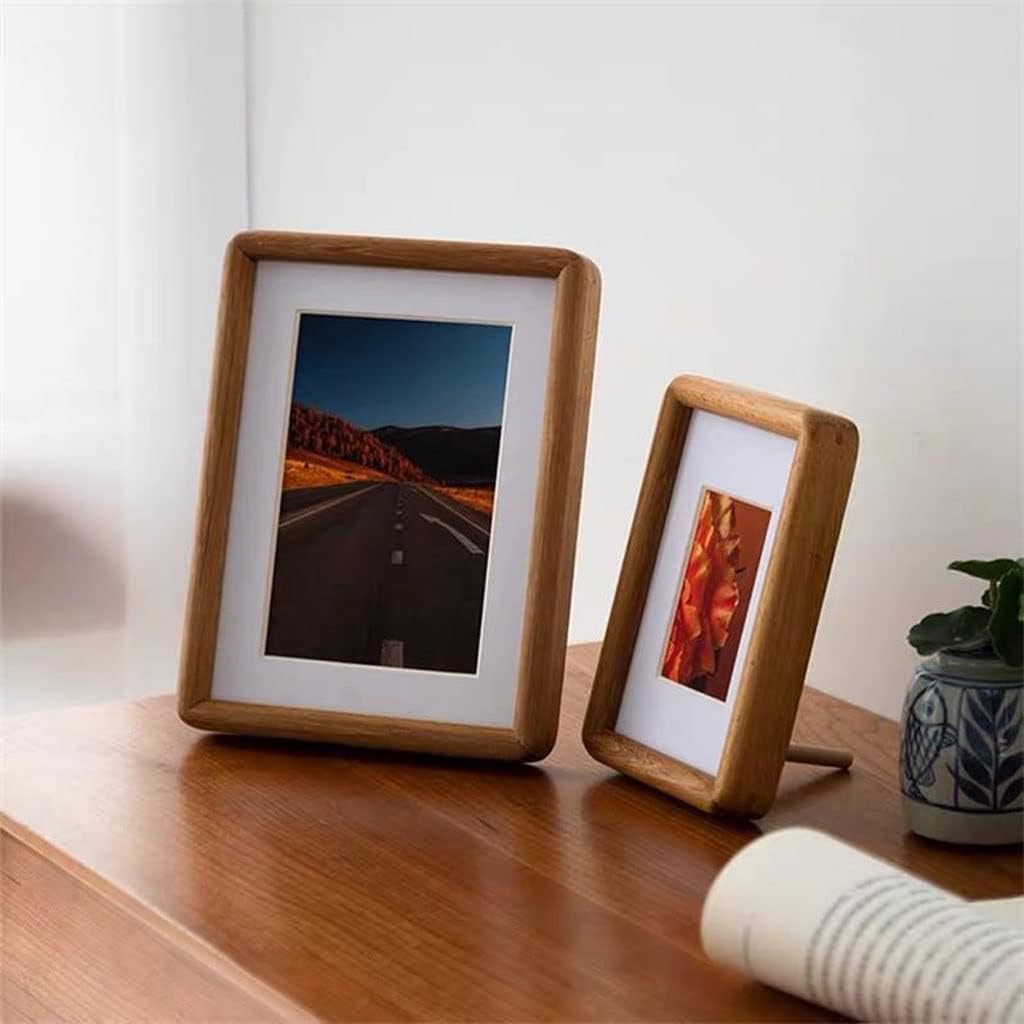STBTOO Real Wooden Round Corner Photo Frame Swing Table 28inch15x20cm