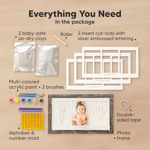 KeaBabies Baby Handprint Footprint Kit Frame - Duo Keepsake