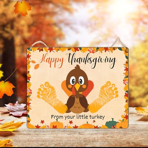 DIY Thanksgiving Footprint Sign for Newborn Baby